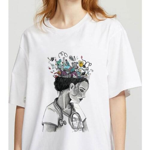 Harajuku T Shirt Women Summer Nurse Print Tshirt Casual Female T Shirt Gift For Lady Short Sleeve Tee Woman Tops