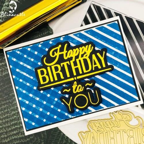 Hot Foil Plate and Die Cut Foil Stamping Happy Birthday To You DIY Scrapbook Paper Craft Handmade Card Punch Art Alinacraft