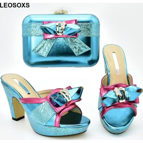 Italian Ladies Shoes and Bags To Match Set Decorated with Rhinestone Women Shoes and Bag Set In Italy Slip on Shoes for Women