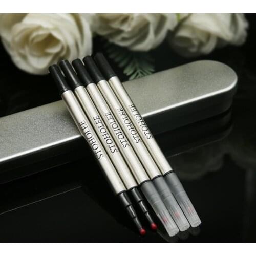 Cartridge Free Shipping 4Pcs 0.5mm Black Blue Ink Refill For Roller Ball Pens