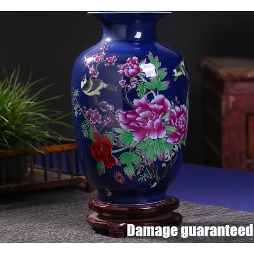 Classic Jingdezhen Antique Chinese Ceramic Vases Flower Bird Design Glaze Crafts Home Furnishing Decoration Crafts Ornaments Art