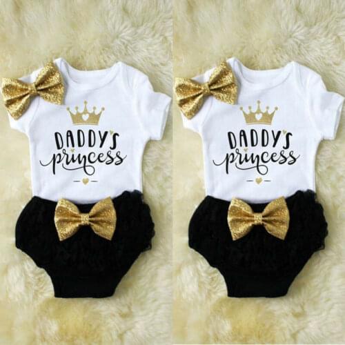 Newborn Baby Girl Romper Top Jumpsuit Tutu Pants Headband Outfit Clothes Set Baby One year Birthday Party Clothes