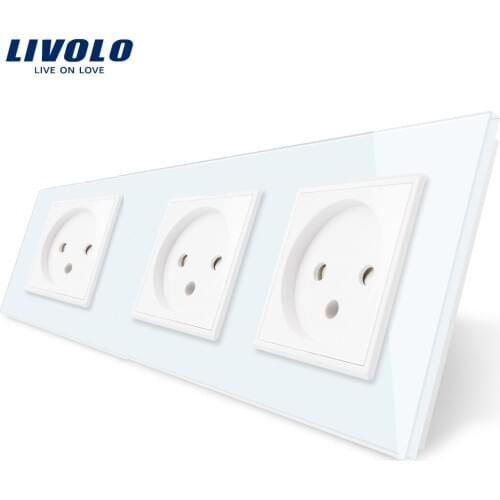 Livolo Israel Power Socket, Outlet Panel, Wall Power Outlet Without Plug,Toughened Glass,AC 100~250V 16A,C7C3IL-11/12/15