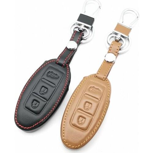 New High Quality Car Key Leather Case For Nissan TEANA Qashqai Juke 3 Buttons Key Protector Bag Car Cover Fob-styling