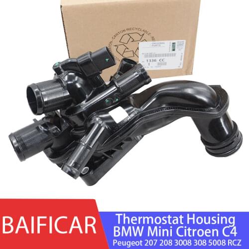 Baificar New Genuine Coolant Thermostat Housing 1336CC(4PIN) For BMW Mini Citroen C4 Peugeot 207 208 3008 308 5008 RCZ 1.6 THP