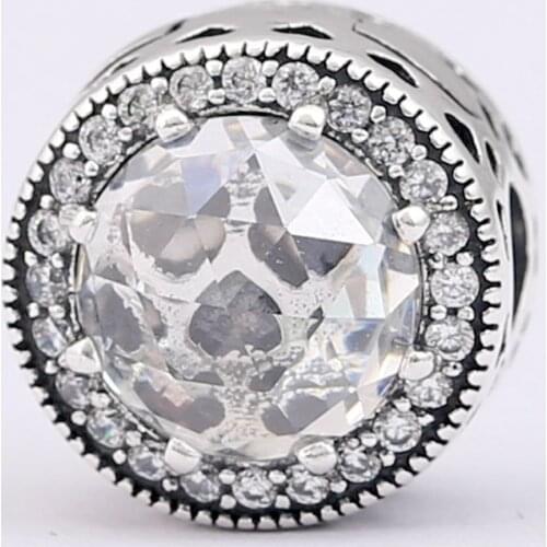 Original Radiant Hearts With Crystal Beads Clip Lock Stopper Beads Fit Bracelet 925 Sterling Silver Charm DIY Jewelry