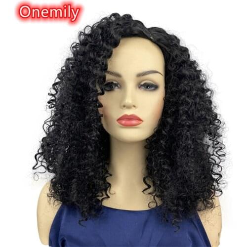 Onemily Long Afro Kinky Curly Fluffy Wavy Synthetic Hair Wigs for Women Girls Theme Party Evening Out Dating Fun