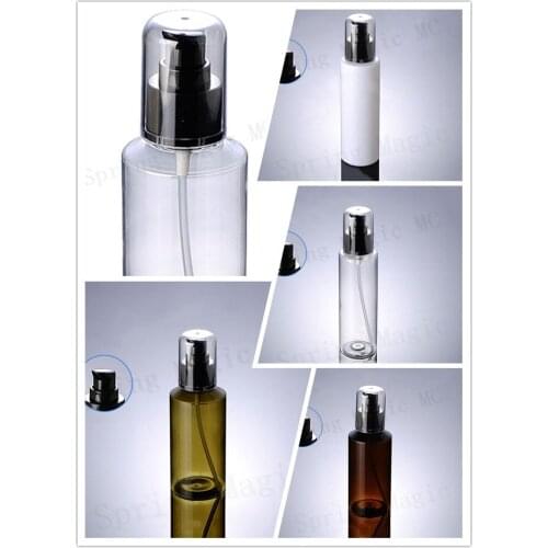 150ML PET Plastic Bottles With Black Press Pump,Empty Cosmetic Packaging,Skin Care Lotion/Essence/Moisturizer PET Container