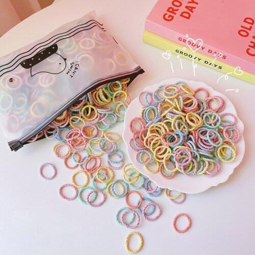100 pcs/lot Small Hair Ties Gum Colorful Nylon Rubber Bands Headband Scrunchies Elastic Hair Bands For Girls Hair Accessories