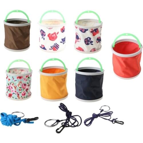 Fishing Bucket Canvas Round Folding Outdoor Portable 14cm Storage Camping Hiking 448D
