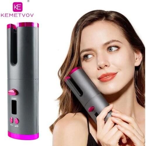 Hair curler USB charging cordless automatic rotating curling iron LED display temperature adjustable wave curling hair