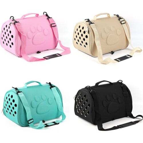 Pet dog cat bag new solid color footprint one-shoulder foldable, breathable portable EVA space bag pet supplies, dog accessories