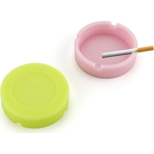Luminous Silicone Gel Ashtray Light Cigarette Case Circular Ashtray Fluorescent Smoke Convenient Drop Creative Ashtrays