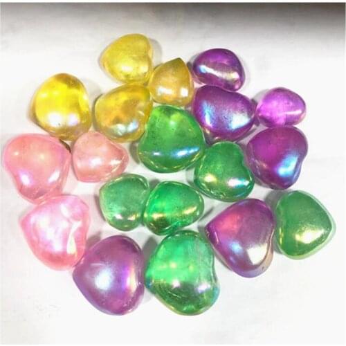 Aura Clear Quartz Heart Shaped Crystal Healing Stones For Decoration