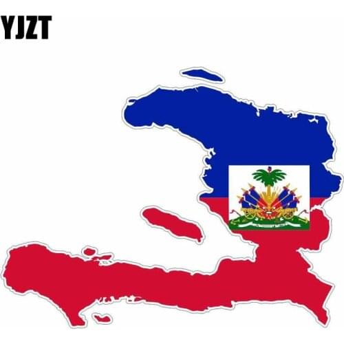 YJZT 15.8CM*12CM Funny Haiti Flag Car Styling Map Decal PVC Car Sticker 6-1190