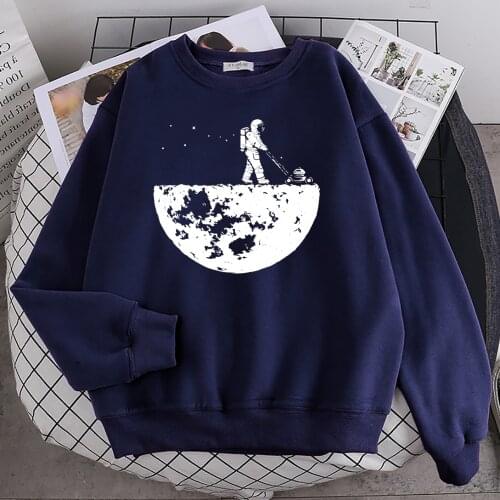 Astronauts Protect The Lunar Environment Print Women Hoodie Fashion Oversize Hoody Loose Oversized Korean Casual Female Clothes