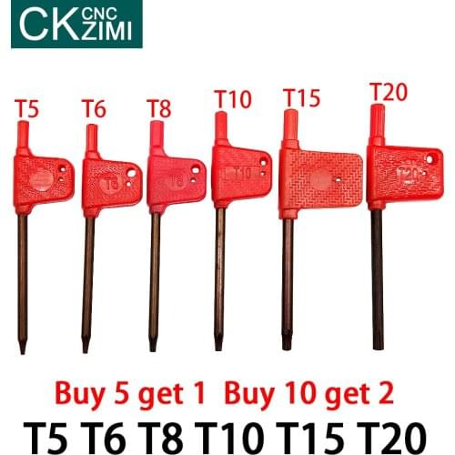 1PCS T T5 T6 T8 T10 T15 T20 CNC tool bar wrench Key Wrench Hex Wrenches Spanner Red Color For Lathe Turning Tools lathe cutter