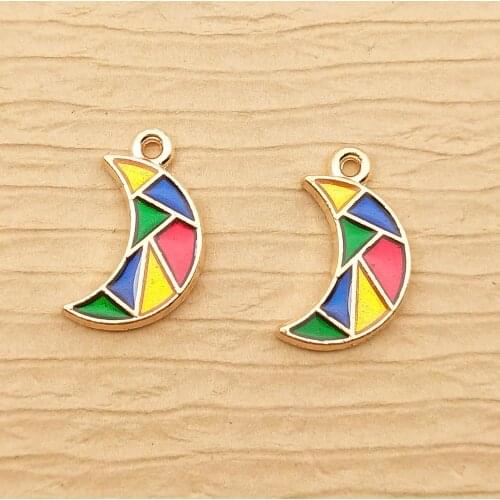 10pcs water drop charm moon charms for jewelry making and crafting charm enamel pendant