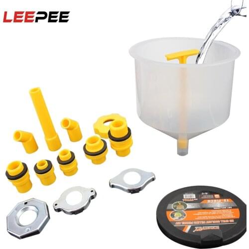 15Pcs/Set Plastic Filling Funnel Spout Pour Oil Tool Spill Proof Coolant Filling Kit Fit Universal Vehicles Car Accessories