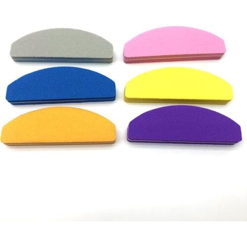 50pcs Mini Colorful Semi Moon Nail File 100/180 Grit Sponge Sanding Grinding Professional Nail Care Manicure Buffer Files Tools