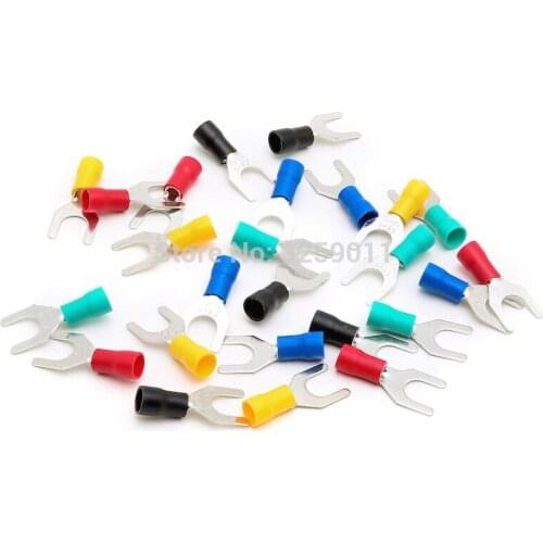 500PCS SV5.5-5 12-10AWG Spade Pre-Insulating Electrical Crimp Terminal block TYPE TU-JUK U-type Cold-pressed Fork Wire Connector