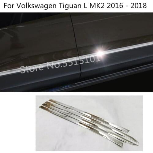 Car Stainless Steel Door Trim Strip Molding Stream Panel Bumper For Volkswagen VW Tiguan L TiguanL MK2 2016 2017 2018 2019 2020