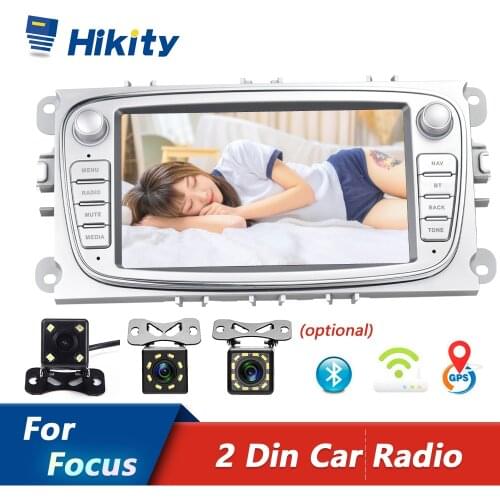 Hikity 2din Android Nav Car Multimedia player 7'' Autoradio Car Radio GPS Mirrorlink For Ford Focus Mondeo C-MAX S-MAX Galaxy II