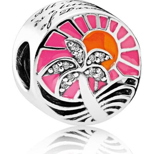 100% 925 Sterling Silver Tropical Sunset Charm Fits Pandora Bracelet Metal Beads for Jewelry Making Women Gift Bijoux