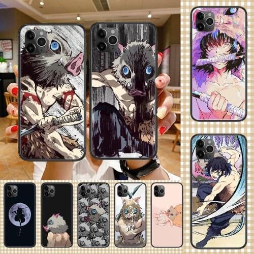 Demon Slayer Hashibira Inosuke Phone Case Cover Hull For iphone 5 5s se 2 6 6s 7 8 12 mini plus X XS XR 11 PRO MAX black trend