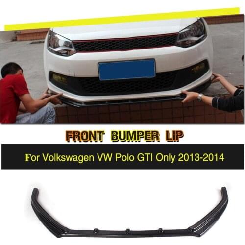 Carbon Fiber / FRP Black Car Front Lip Spoiler Chin Bumper Guard Apron for Volkswagen VW Polo V MK5 GTI Hatchback 2013 2014