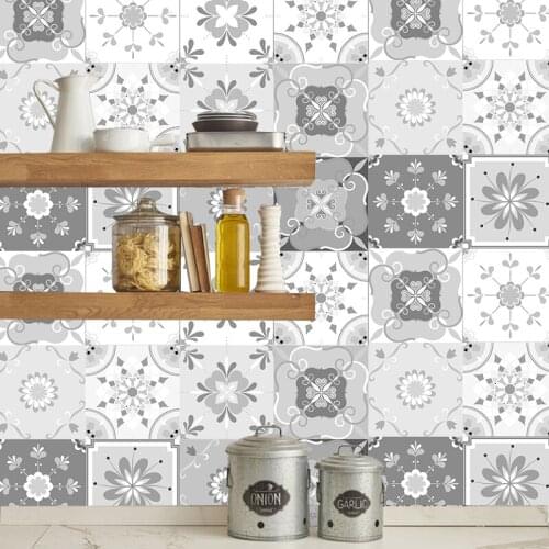 Tiles Diagonal Wall Sticker Kitchen Decoration Art Mural Bathroom Glass Tile Waist Line PVC DIY flower Wall Decals H1114