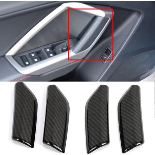 For Audi Q3 2019 2020 ABS Matte Carbon Fibre LHD Car Accessories Inner Door Armrest Decorative Strip Cover Trims