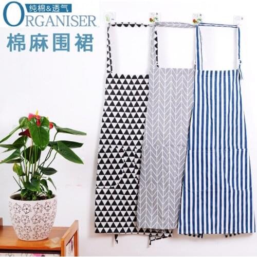 Cotton and linen sleeveless cooking original apron kitchen home cooking baking one size
