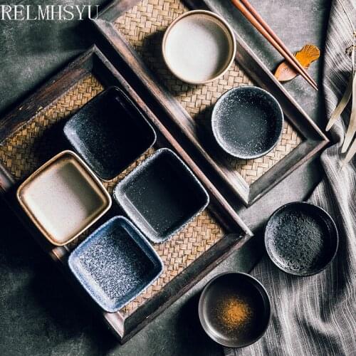 1PC RELMHSYU Japanese Style Ceramic Seasoning Dish Small Soy Sauce Vinegar Snack Dish Household Tableware