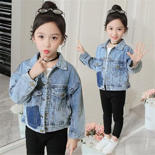 3 4 5 6 7 8 Years Girls Jackets Fashion Korean Lapel Denim Jackets For Girls Kids Clothing Autumn New Arrival Girl Coats Outwear