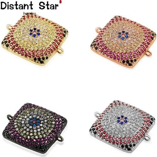 22*18mm Square High Quality Brass Cubic Zirconia Jewelry Bracelet Accessories Diy Manufacture Jewelry Connector Hole