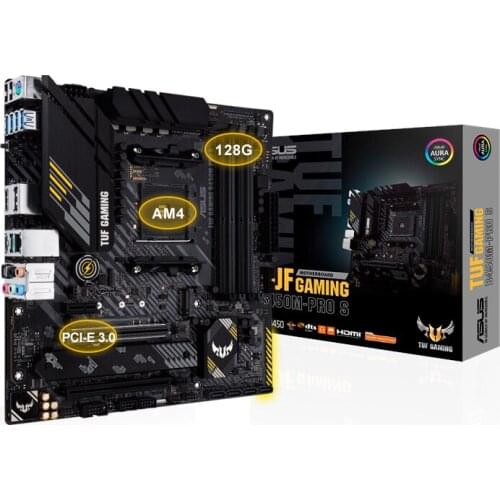 ASUS TUF GAMING B450M PRO S B450M Desktop AMD B450 DDR4 4400MHz 128G, M.2, HDMI 2.0B, Type C and Native USB 3.1 Gen 2 AM4 CPU