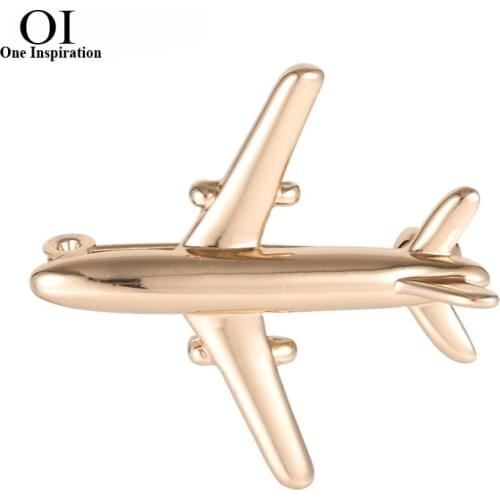 OI Fashion Plane Shape Brooch Badge Good Quality Metal Gold Color Sweater Corsage Women Men Brooches Lapel Decoration Gifts