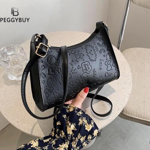 Fashion Solid Color PU Leather Women Crossbody Bags Female Ladies Cute Cartoon Zipper Shoulder Bag