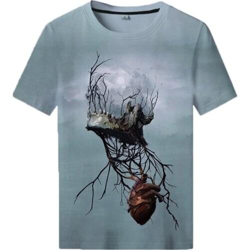2021 Skull T-shirt Mens Short Sleeve T-shirt 3D Animal Print O-Neck Top T-shirt Streetwear Oversized Summer T-shirt XXS-6XL