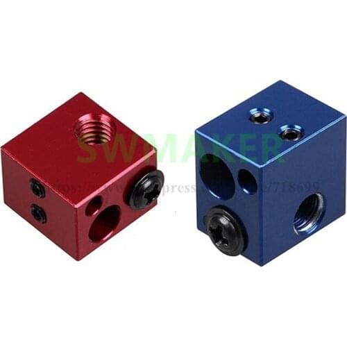V6 Heating Block 17*16*12mm red / blue for High Temperature PT100 HT-NTC100K Thermistor 3D Printer Hotend Kit