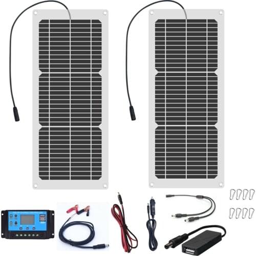 20W Outdoor Portable Solar Charger 18V 10W Flexible Solar Panel Kit For Travel Camping Phone Car Battery Charging Generator