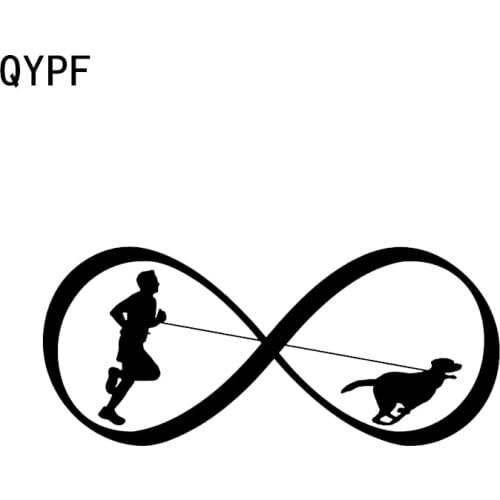 QYPF 15.9*7CM Jogging Guy And Dog play Running Decor Car Styling Sticker Vinyl Accessories C16-0765