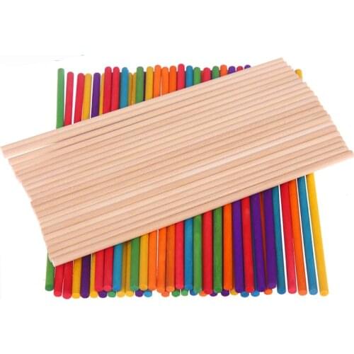 50Pcs/Set Colorful Round Stick Craft Toys DIY Handmade Toy Model Material Puzzle Wooden Game