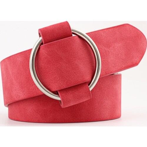 New Woman Ladies Faux Leather Straps Waist Belts Female Casual Round Metal Circle Buckle Wide Belts For Women Dress Jeans Belt