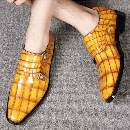 Sipriks Luxury Crocodile Skin Wedding Shoes Mens Formal Tuxedo Shoes Handmade Goodyear Casual Boy Footwear Leisure Monk Straps
