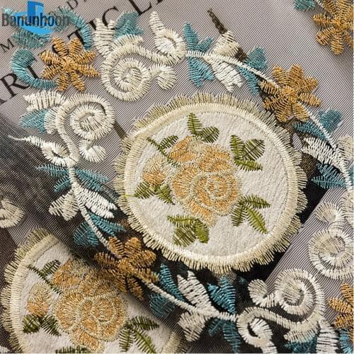 Top Fashion European Luxury Embroidery Gauze Tulle For Living Room Villa Screen Sheer For Bedroom Semi-shading Yarn Drapes