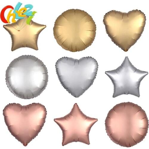 50pcs/lot 18inch Chrome metal balloon Heart Star Round matte helium balloons Wedding party decor Supplies birthday ball shower