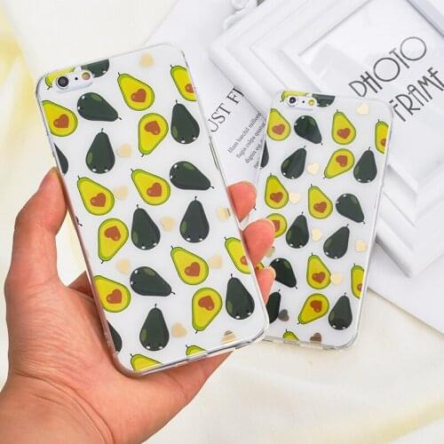 DIFFRBEAUTY Phone Case Coque For iPhone XR 6 6S 7 8 Plus X XS MAX Plus Gold Bling Avocado King Queen Love Silicone Phone Cover