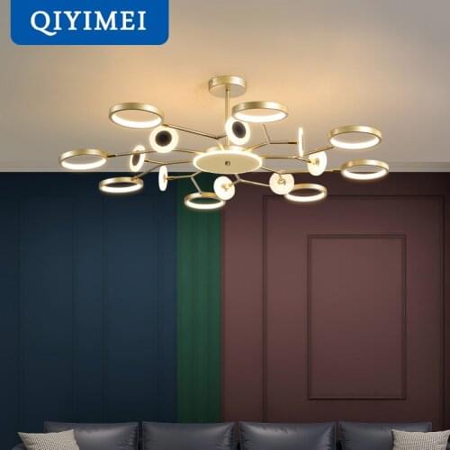 Modern LED Chandelier Lights For Bedroom Living Room Study Black Golden Lamps Indoor Lighting Luminaire Fixtures Home Decoration